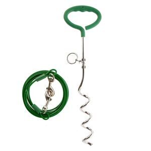 Top Paw 18" Spiral Stake & 30' Outdoor Tie Out Size Large Dogs 100 lbs Green NWT